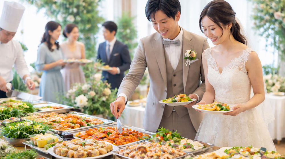 結婚式の料理をビュッフェ形式にするとは？
